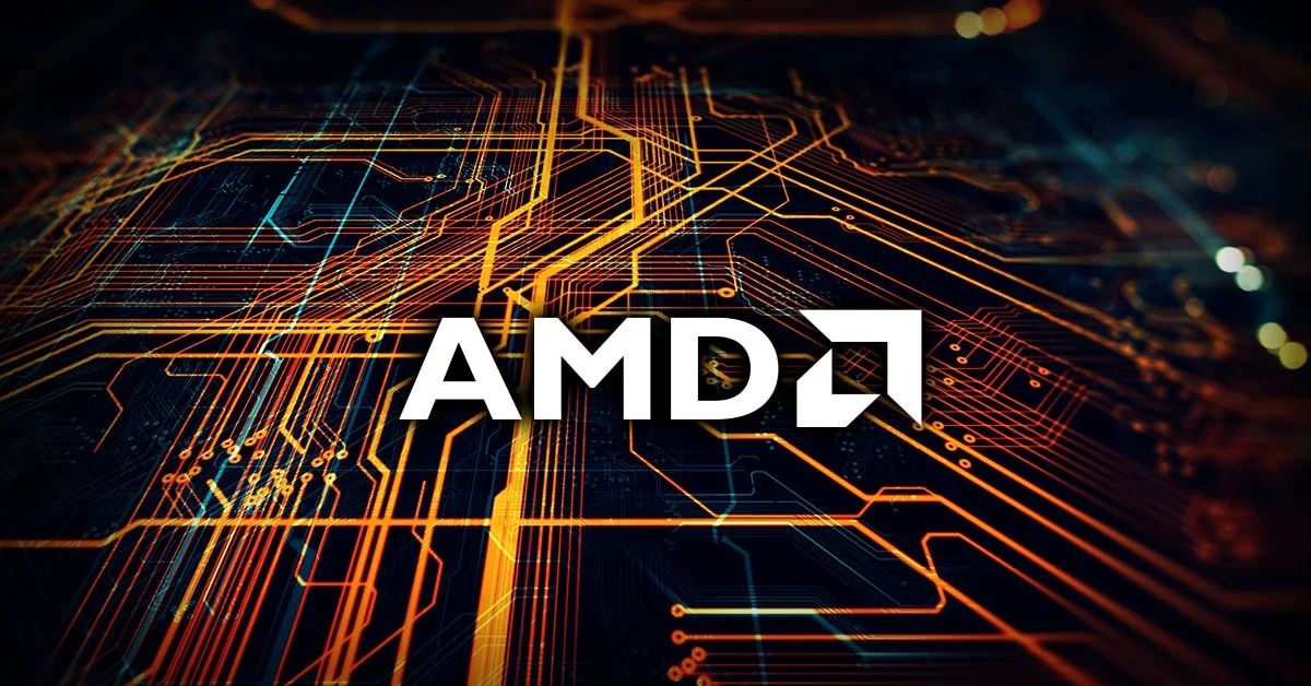 AMD logo on black and orange background