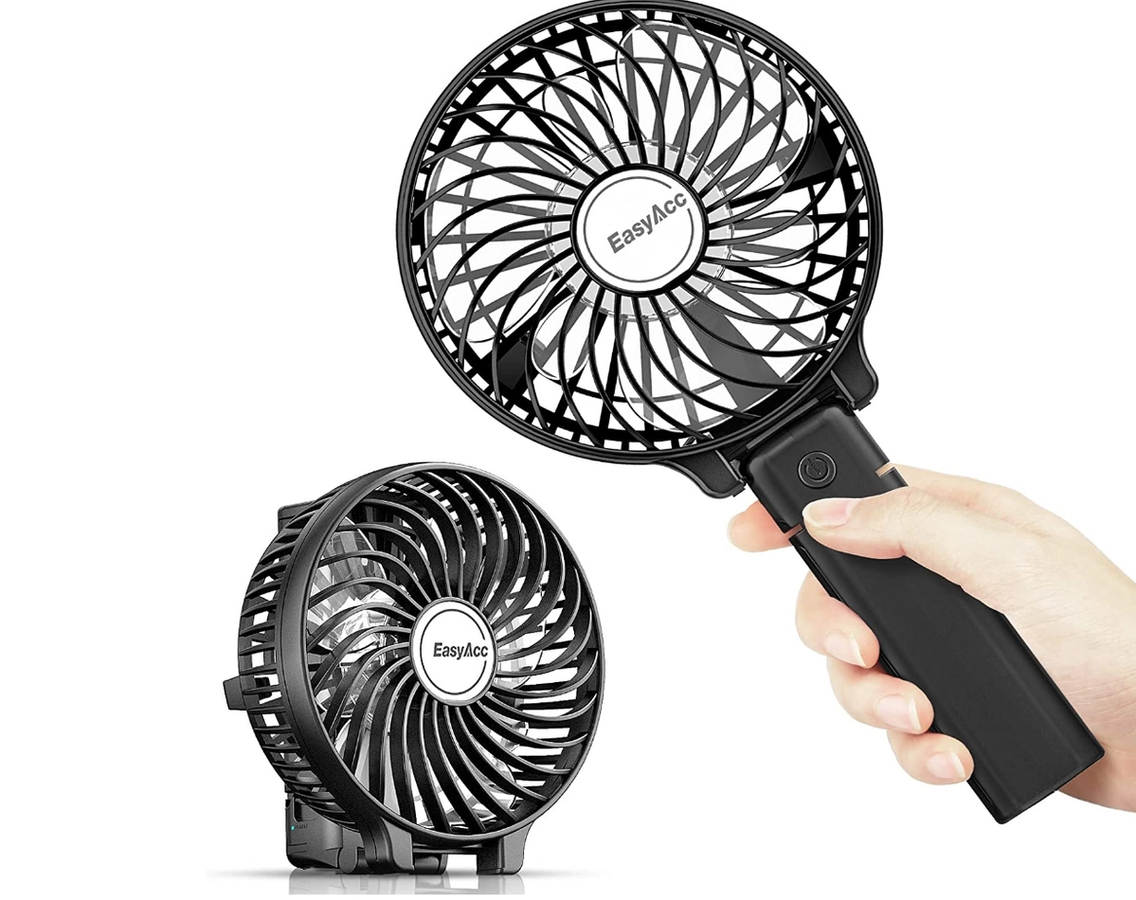 EasyAcc product image of someone holding a black fan.