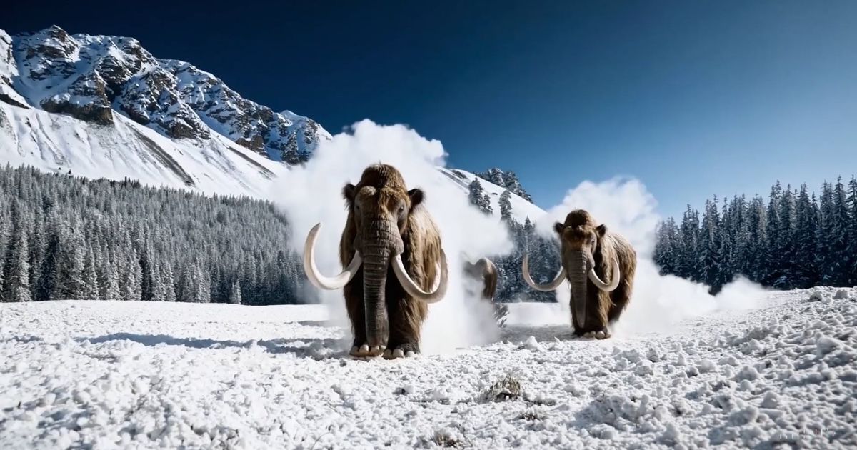 Is OpenAI Sora free to use? - An image of two mammoths in snow