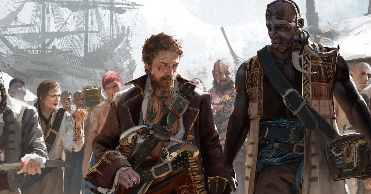 Skull and Bones "Unable to set sail or disembark" error - An image of several pirates in the games