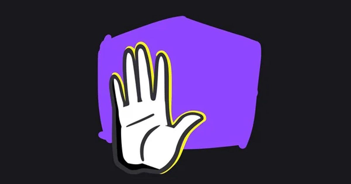 Image of Twitch ban hand logo on dark background