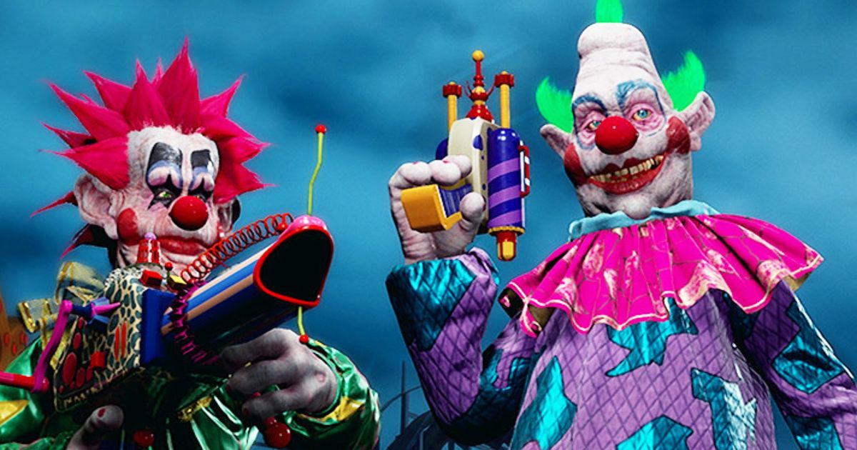 Killer Klowns from Outer Space characters brandishing weapons 