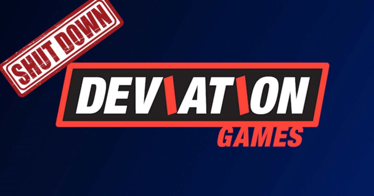 deviation games shut down logo blue background