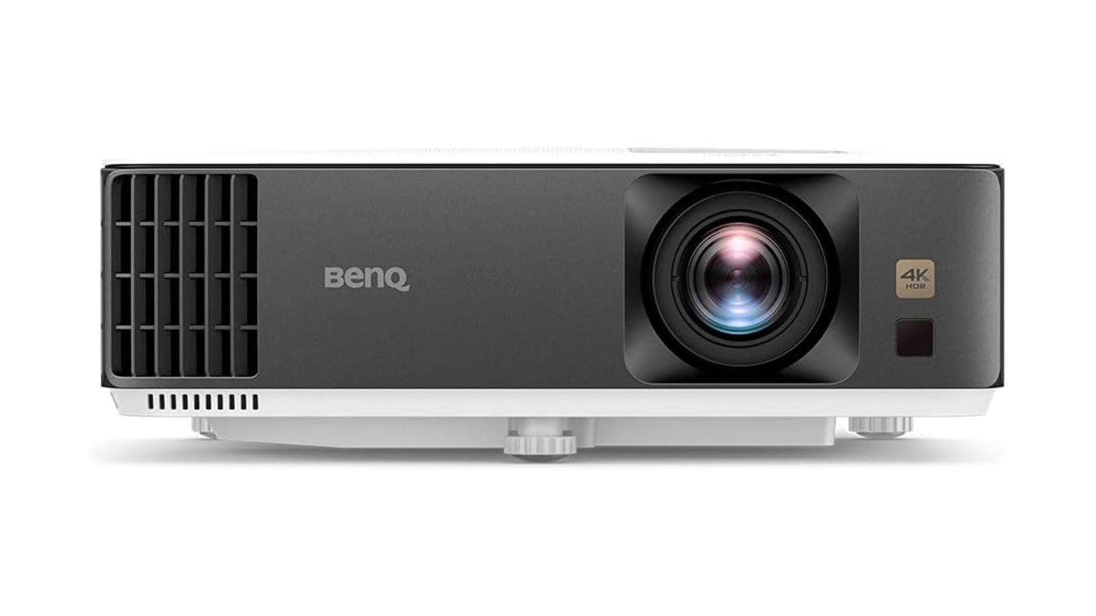 BenQ TK700 product image of a dark grey and white projector with the lens on the left side.