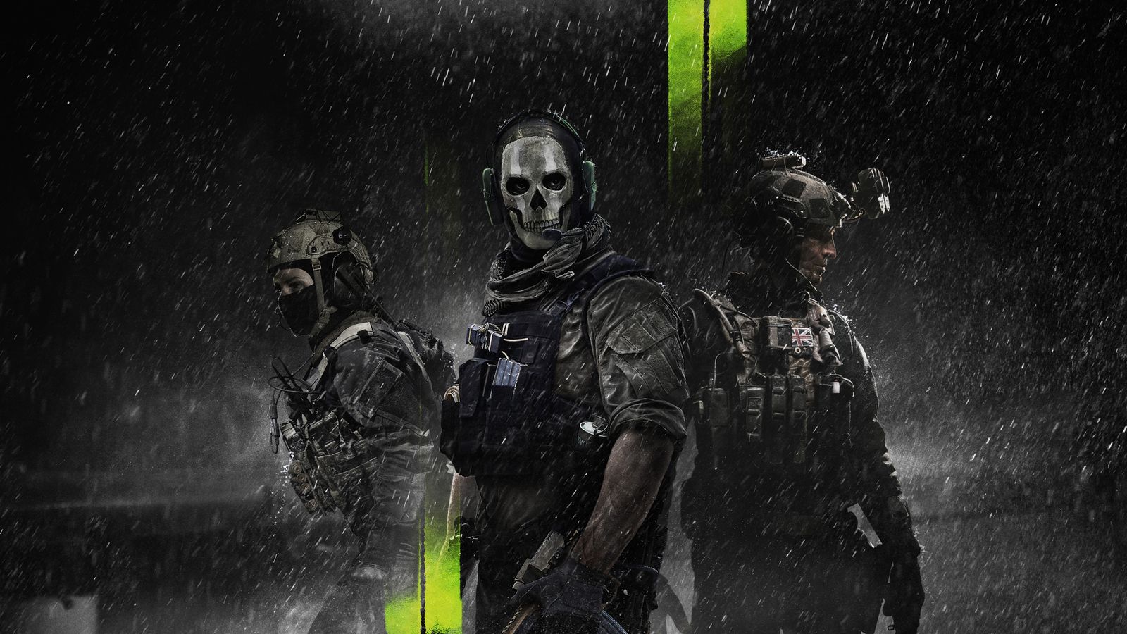Three soldiers standing in the rain - modern warfare 2 slow download