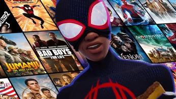 Sony Pictures Core movie library with Miles Morales reacting negatively on top 