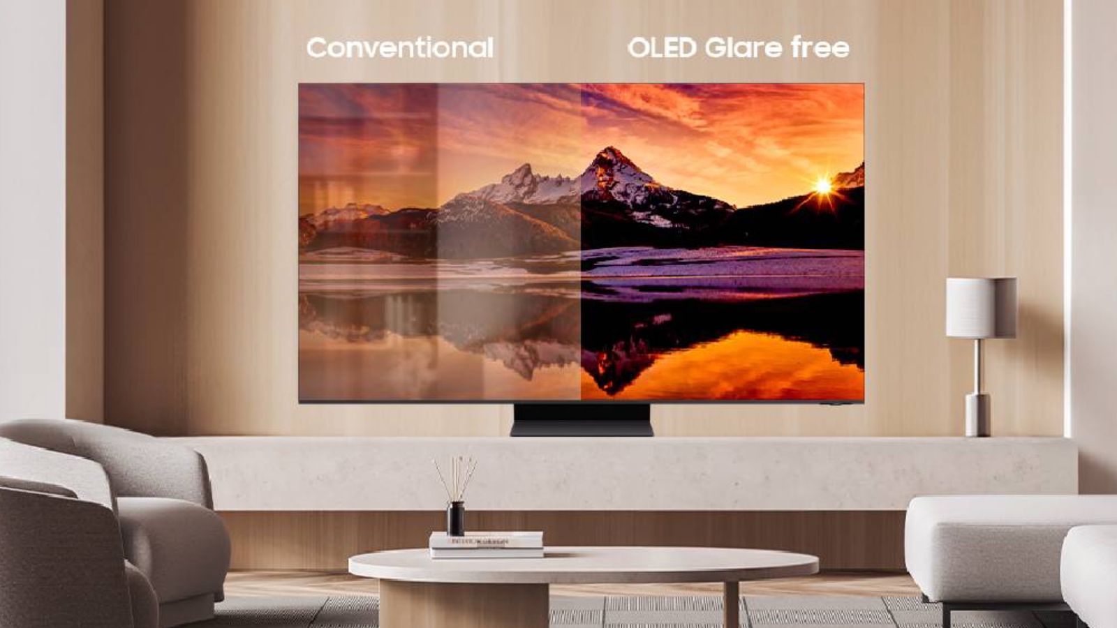 An image of the Samsung S95D glare free OLED from the 2024 CES lineup 