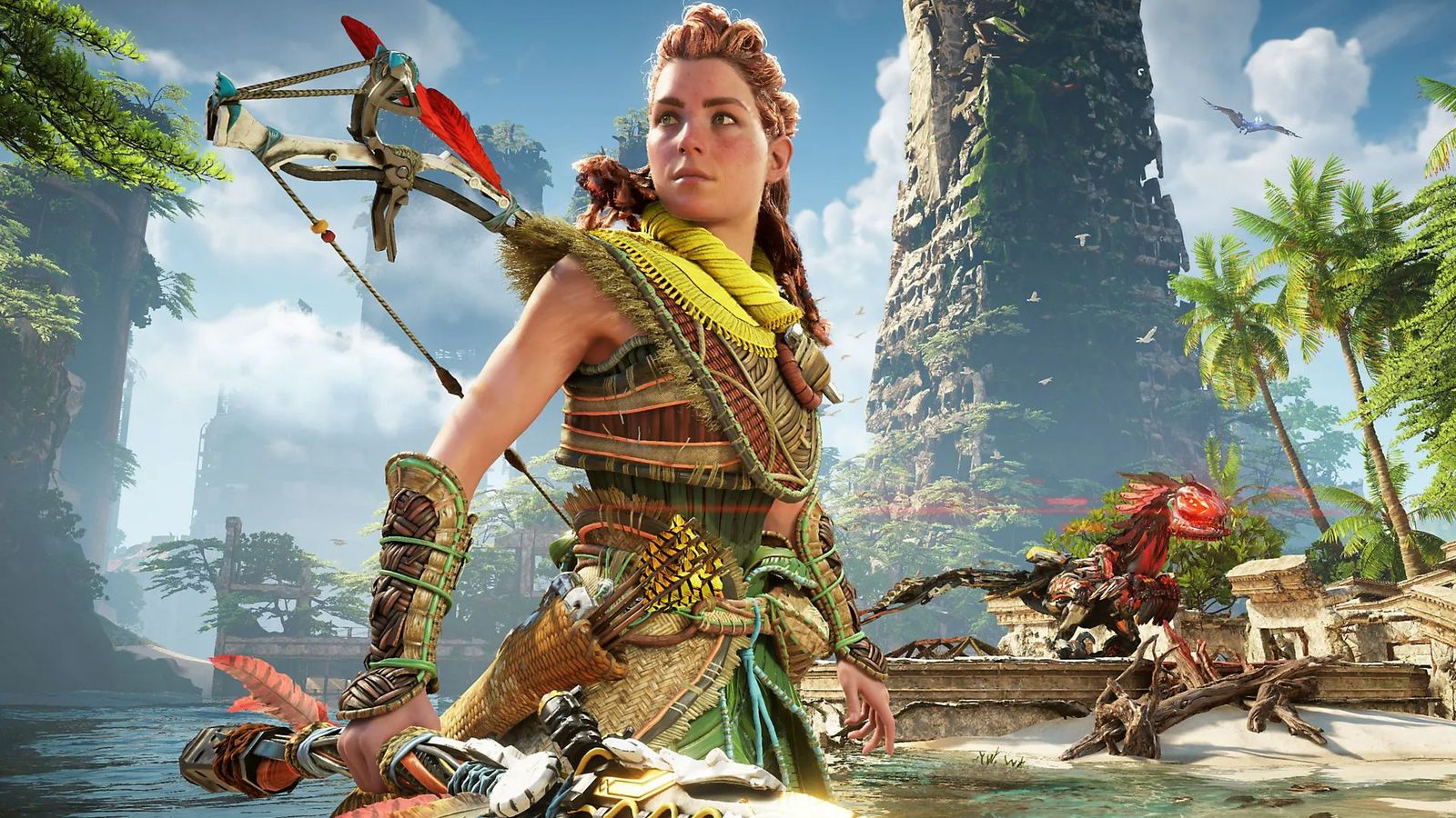 Aloy standing central with a bow in Horizon Forbidden West