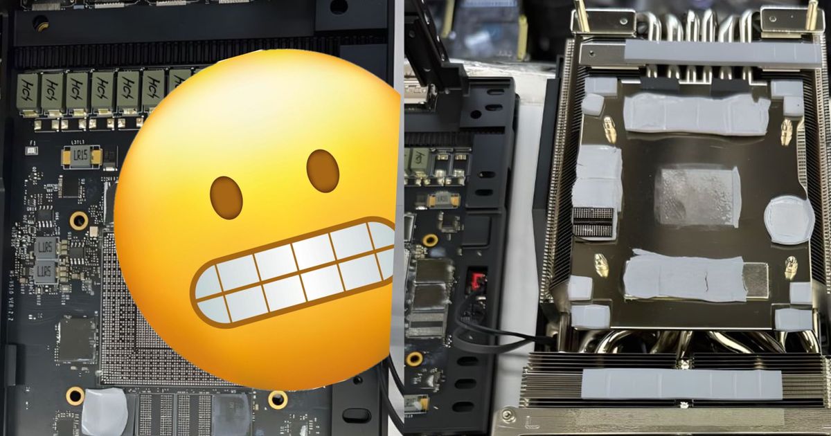 A grimacing emoji reacting to the Nvidia RTX 4090 no GPU scam 