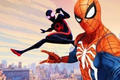 spider-man ps1 ps4 cameos in across the spider-verse peter and miles take selfies together