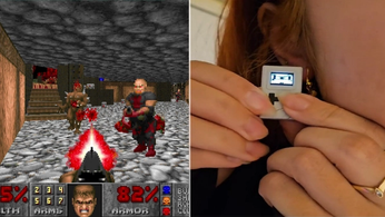 It is possible to play DOOM on programmable keychains - screenshot from Doom and the programmable keychains as earrings