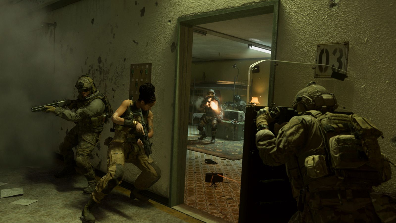 soldiers cover behind a wall as an enemy fires - Modern Warfare 2 Campaign Missing DLC Pack Error