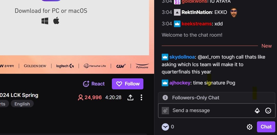 Twitch chat example
