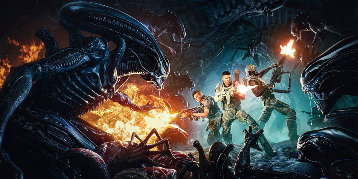 aaa alien game dead space resident evil a xenomorph stalks three soldiers