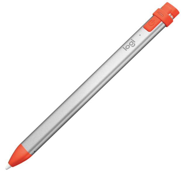 Logitech Crayon Digital Pencil in orange and grey.