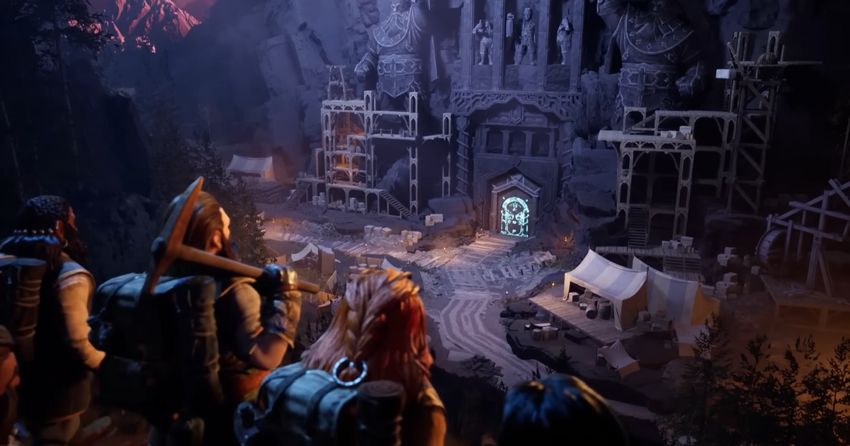 Dwarves exploring the mines of Moria.