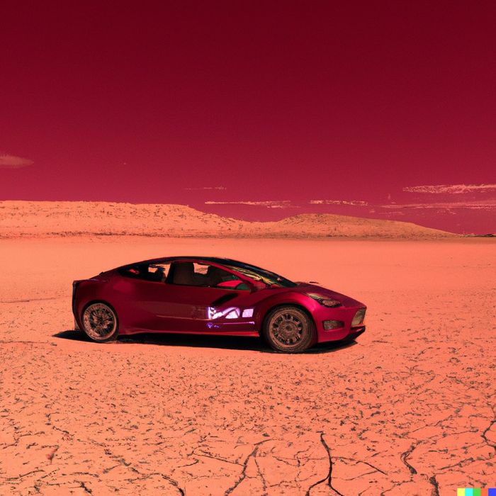 A Tesla on Mars - Dall.E vs Midjourney