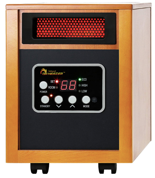Dr Infrared Heater product image of a brown and black heater.