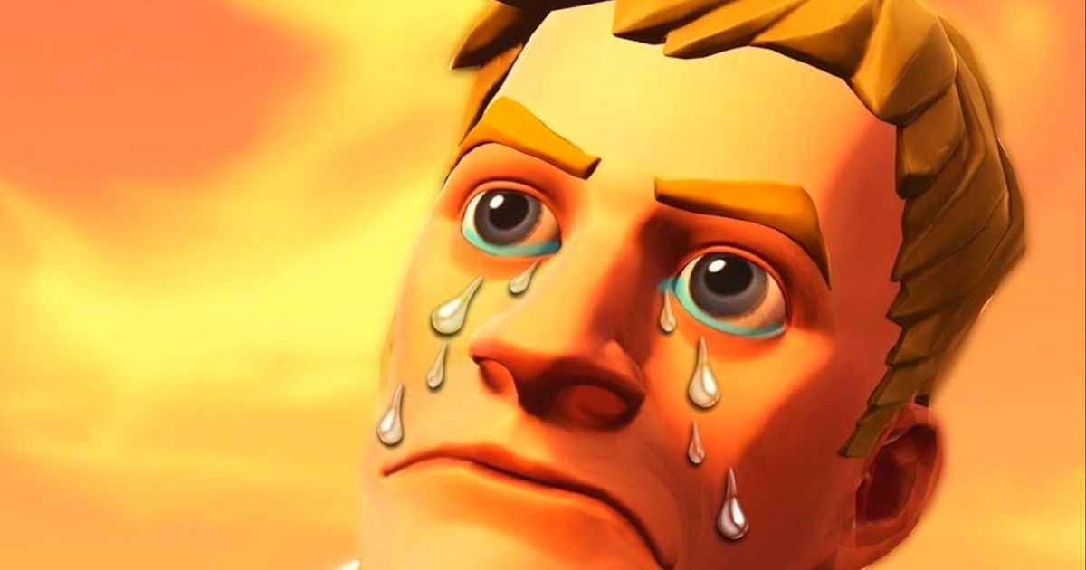 Fortnite character Jonesy crying
