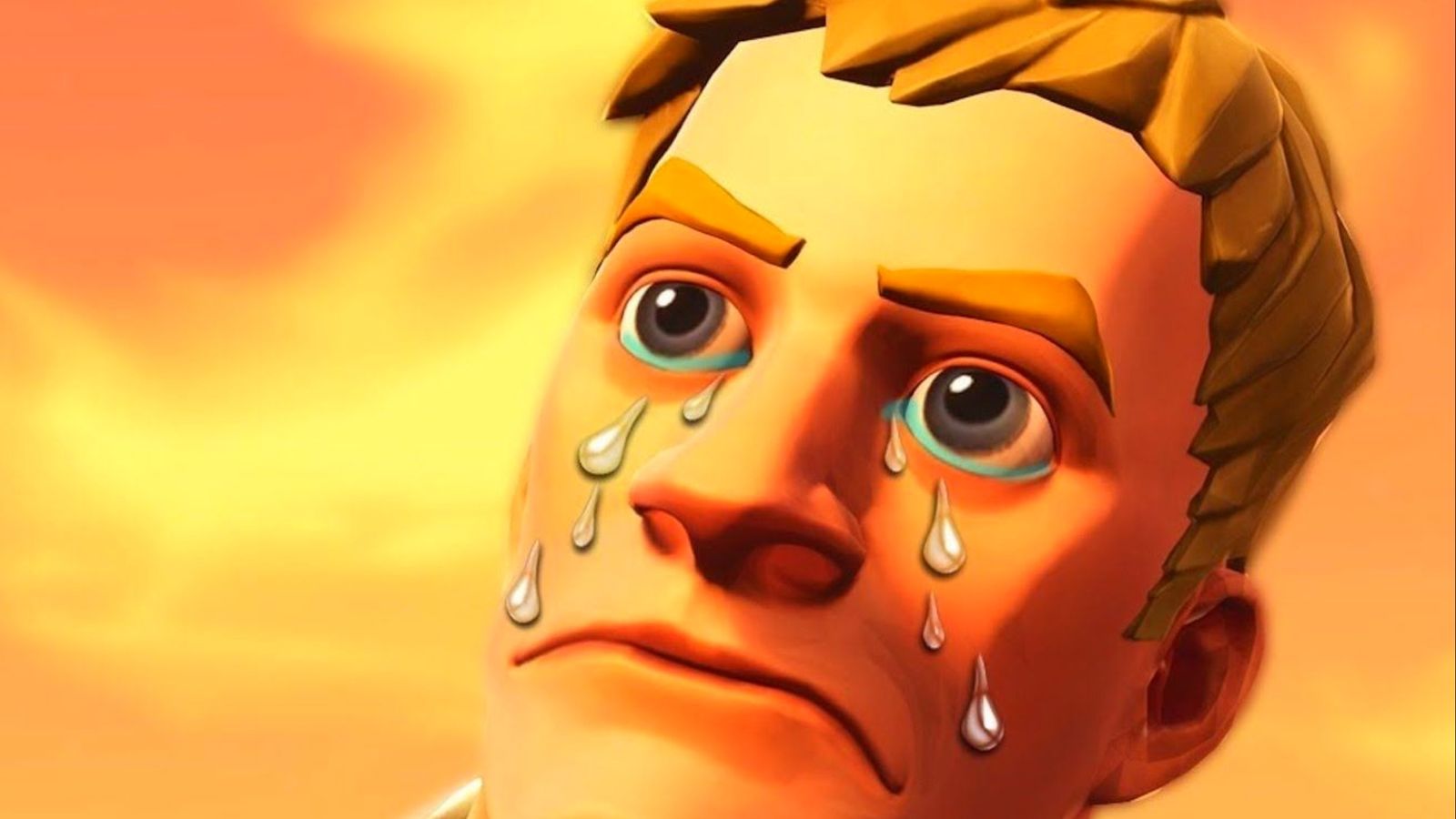 Fortnite character Jonesy crying