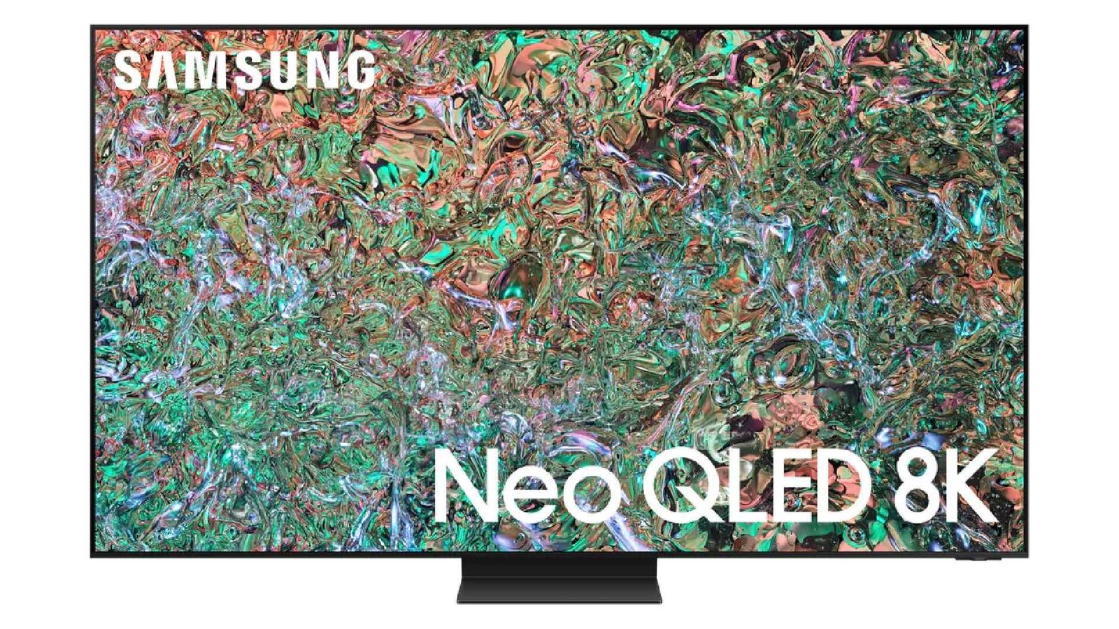 The Samsung QN900D QLED TV in a white background