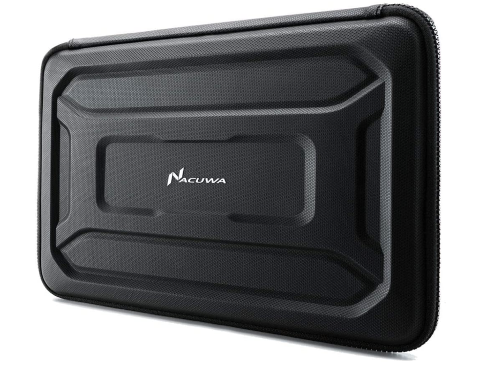 Nacuwa Protective product image of a hard black laptop case with white branding in the centre.