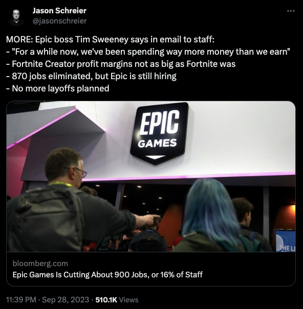 A reporter talks about the Epic Games layoff.