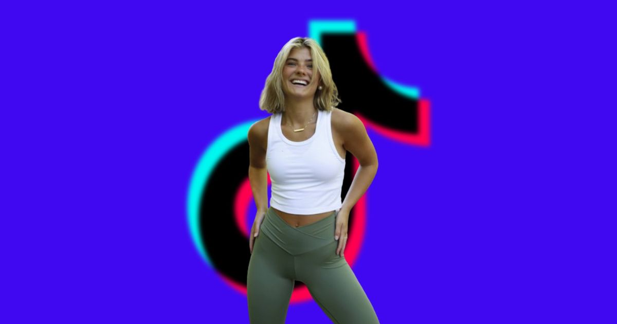 leggings legs TikTok - An image of a lady wearing leggings with TikTok logo in the background