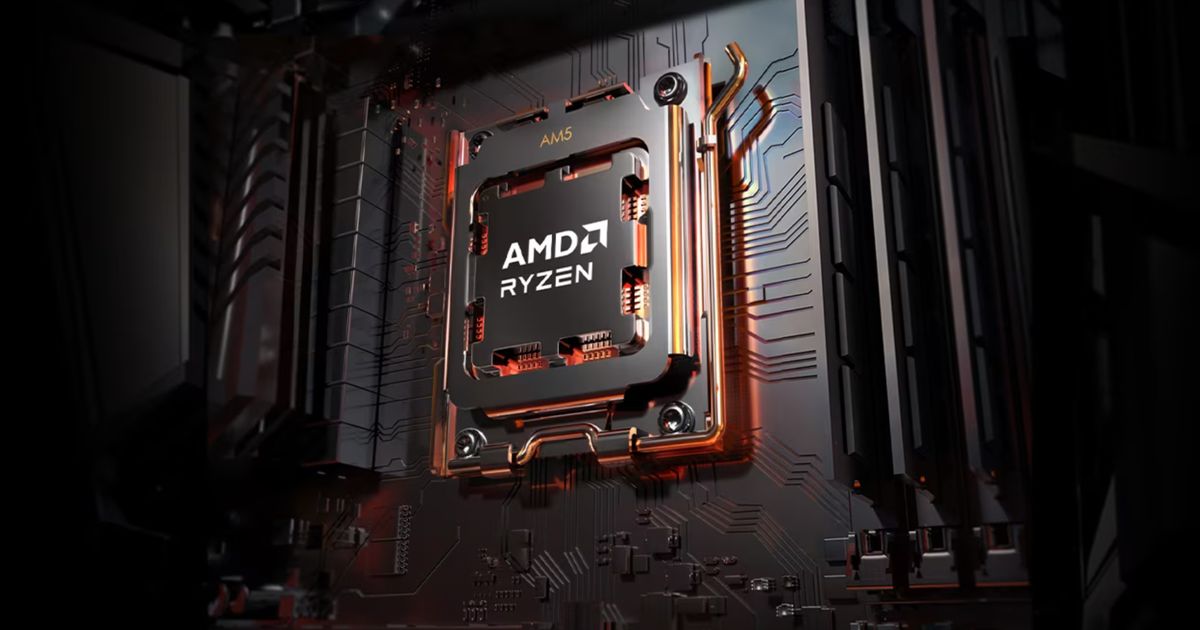 AMD CPU on black background