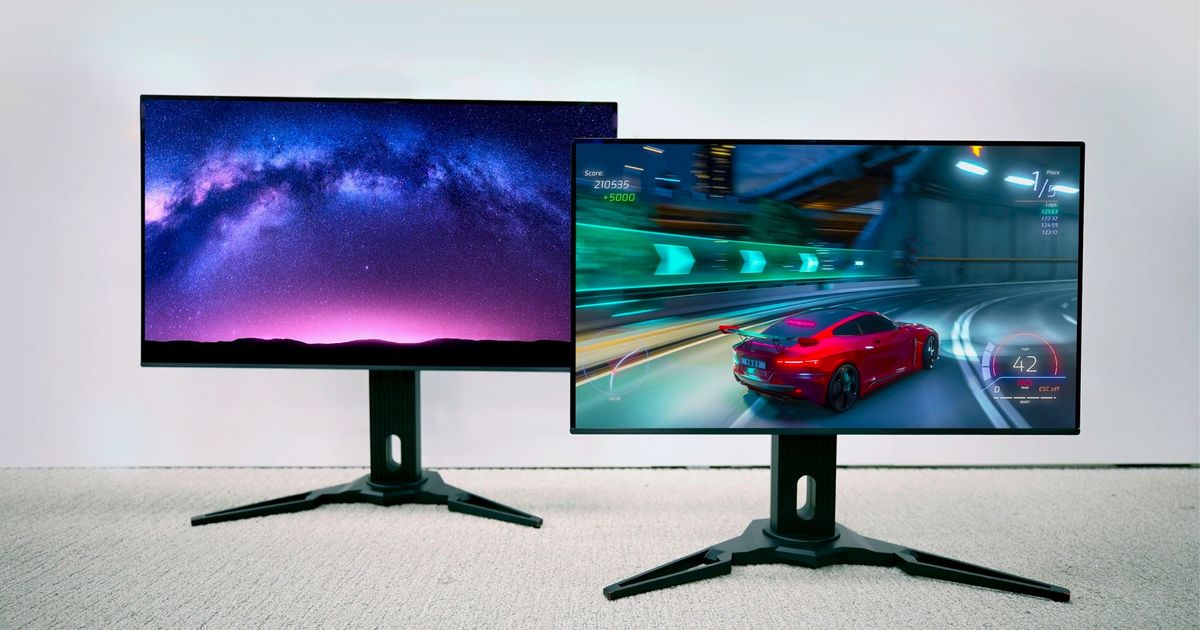 An image of two monitors that use the Samsung QD-OLED Gen 3 panel