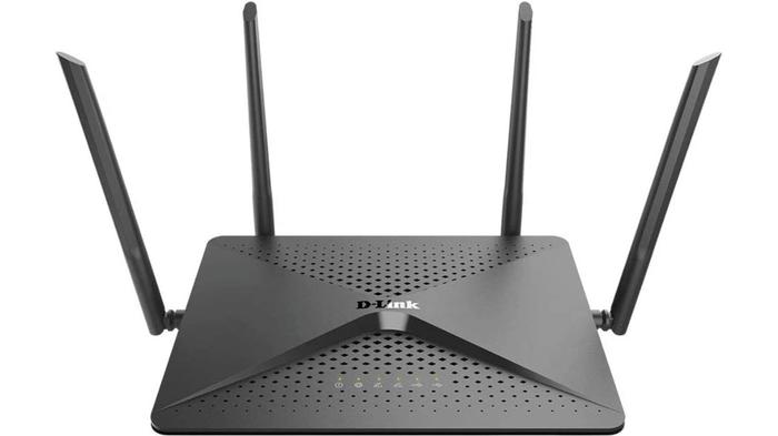 Best budget Wi-Fi router - D-Link DIR-882 product image of a black device with four large antennae.
