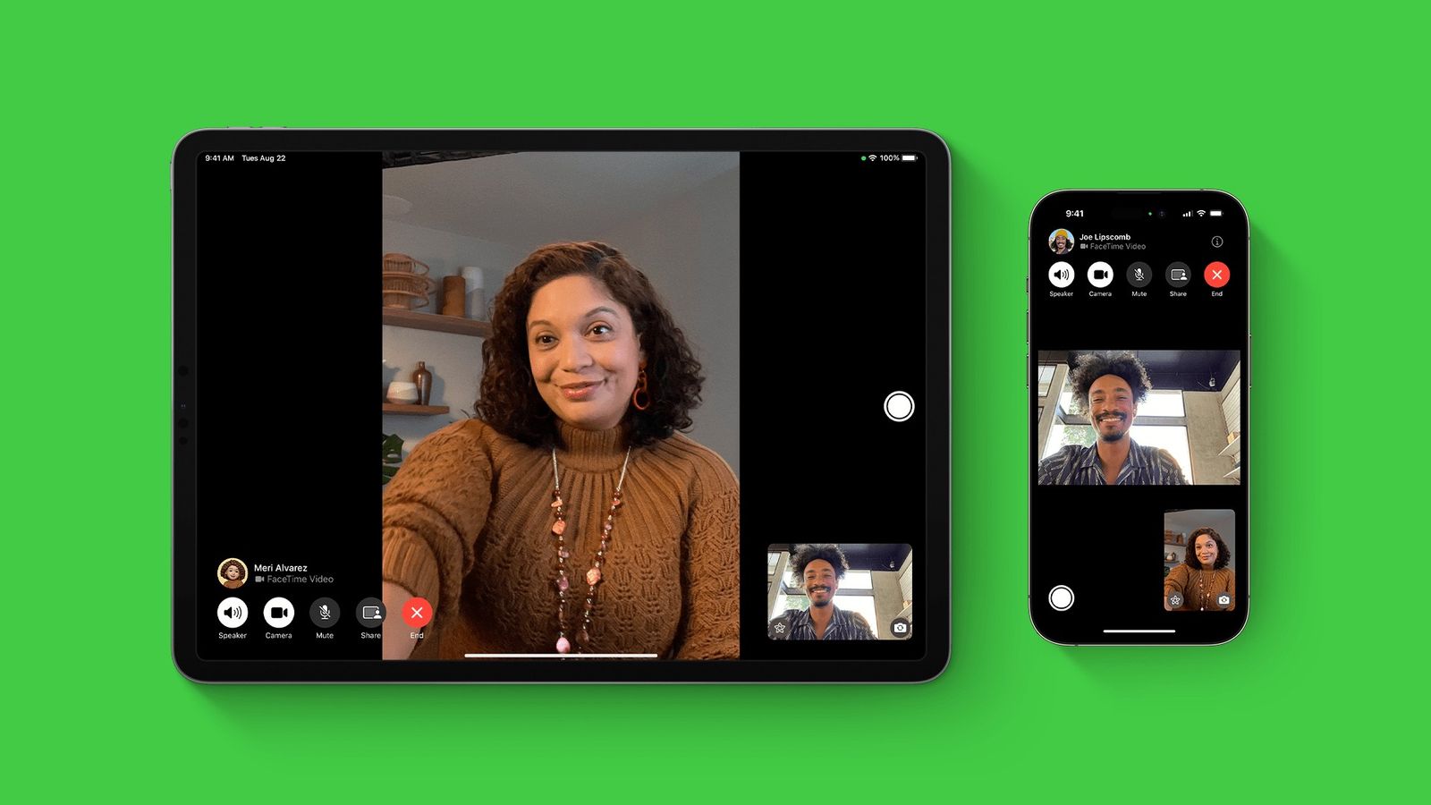 An image of a faceTime call on an iPhone and an iPad - Disable FaceTime Live Photos