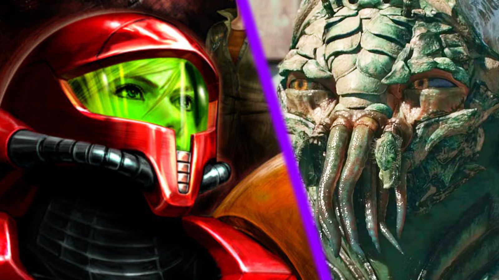 An image of Samus Aran from Metroid Other M next to an image of the main character of Neill Blomkamp’s district 9 