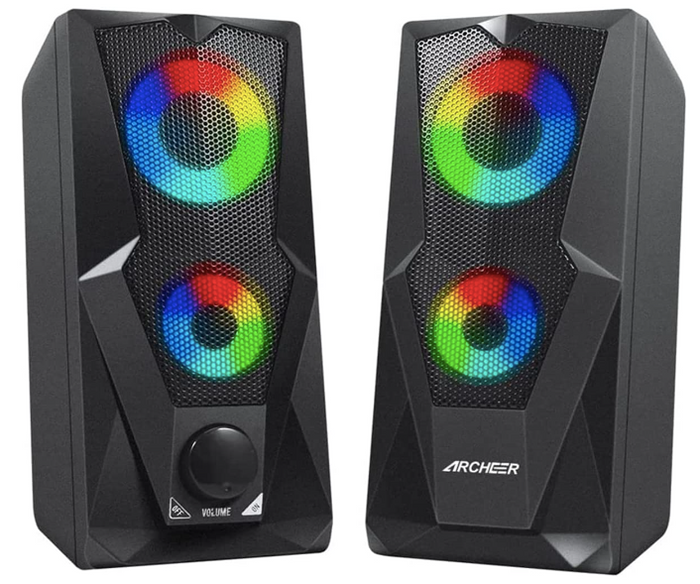 Best budget PC speakers - Archeer black with LED RGB gaming speakers 