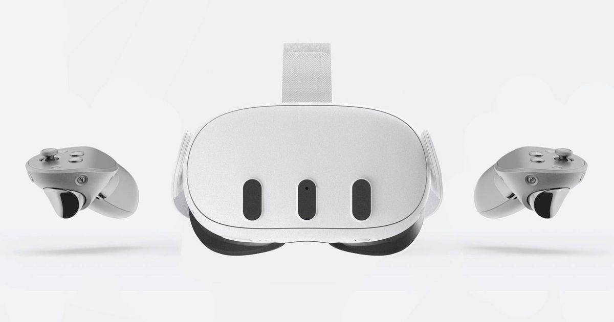 Set up Meta Quest 3 - An image of the Oculus Quest 3 headset and controllers