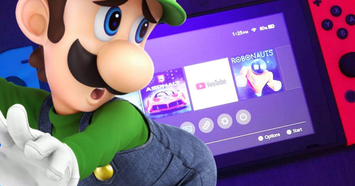 Luigi sticking out his rear for the Nintendo Switch
