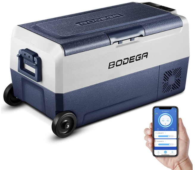 Best portable fridge - BODEGA blue and white fridge with phone app