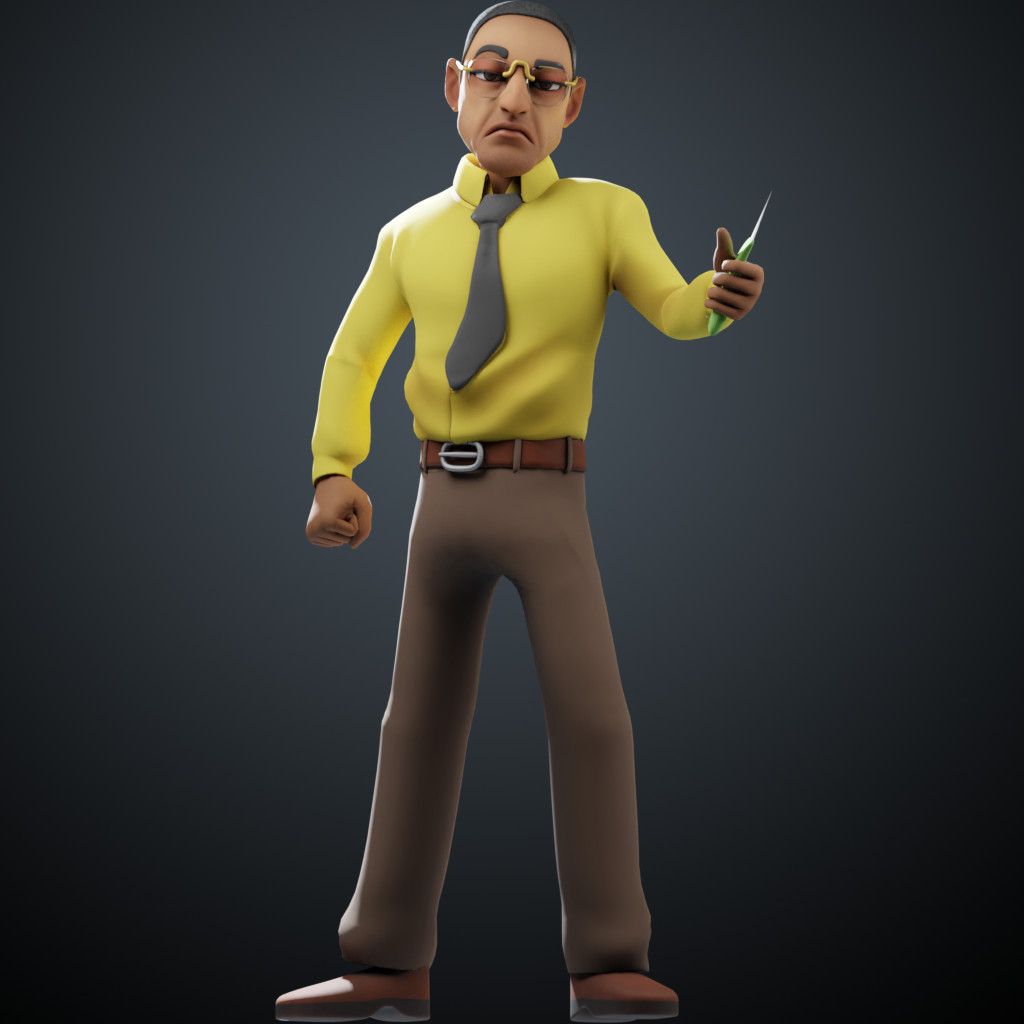 Gus Fring wearing yellow shirt, brown trousers and black tie - Multiversus Mod