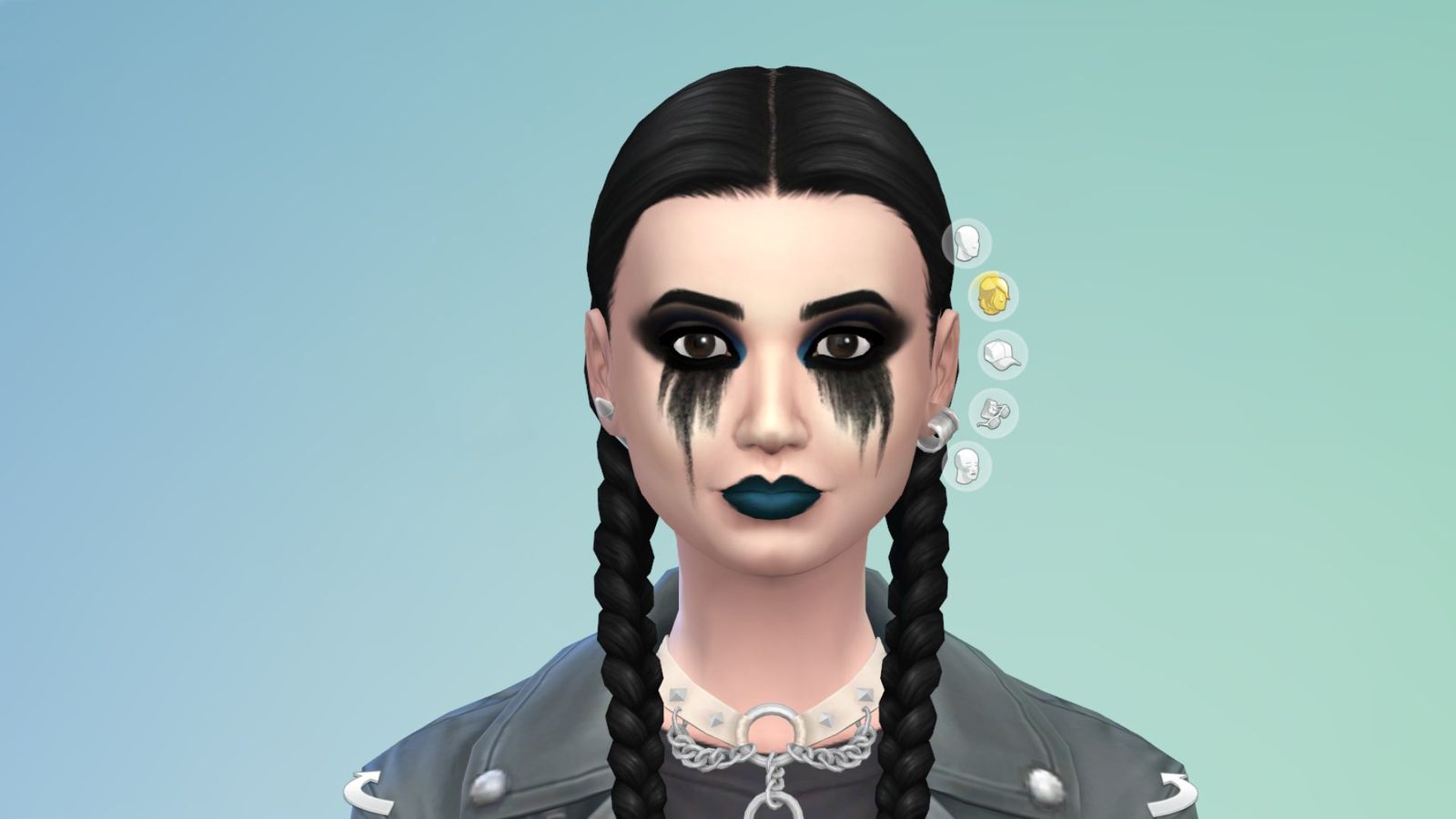 Ebony Way, a Sims 4 character that's designed with the Sims 4 Goth Galore pack update