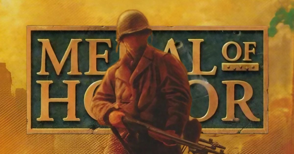A medal of honor banner image with a soldier holding an M1 Gerand in front of the series’ logo 