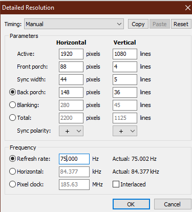 Select custom monitor overclock frame rates