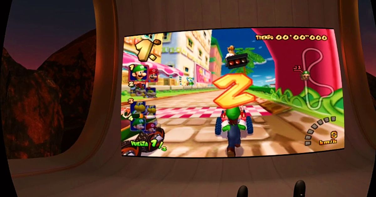 A Nintendo video game that's being played on a VR headset