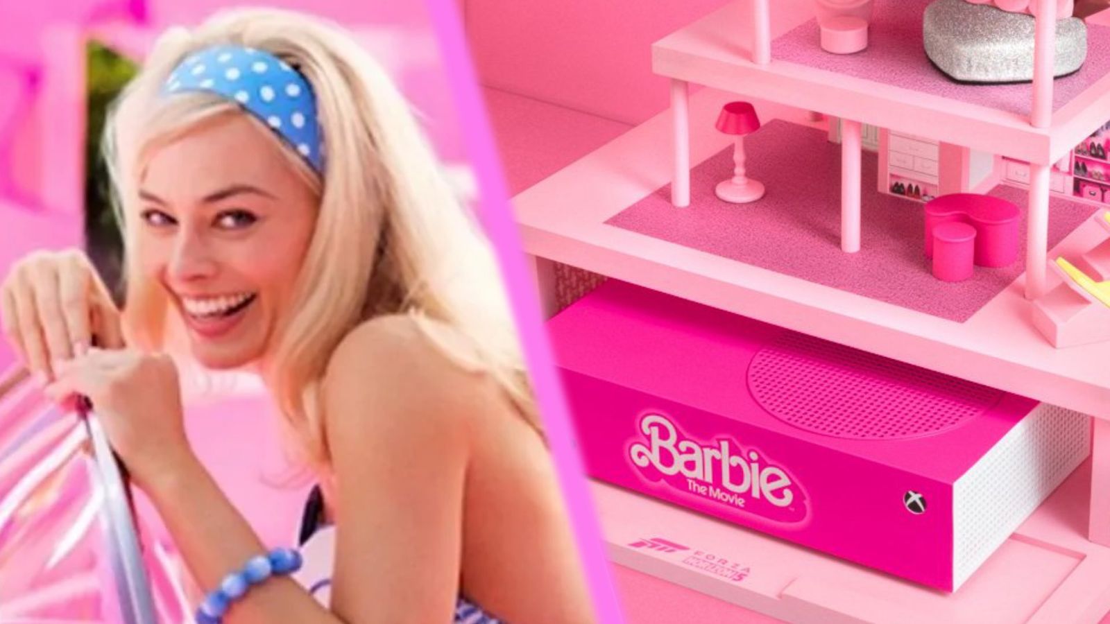 Adorable Barbie Xbox Series S in a pink plastic Dream House  