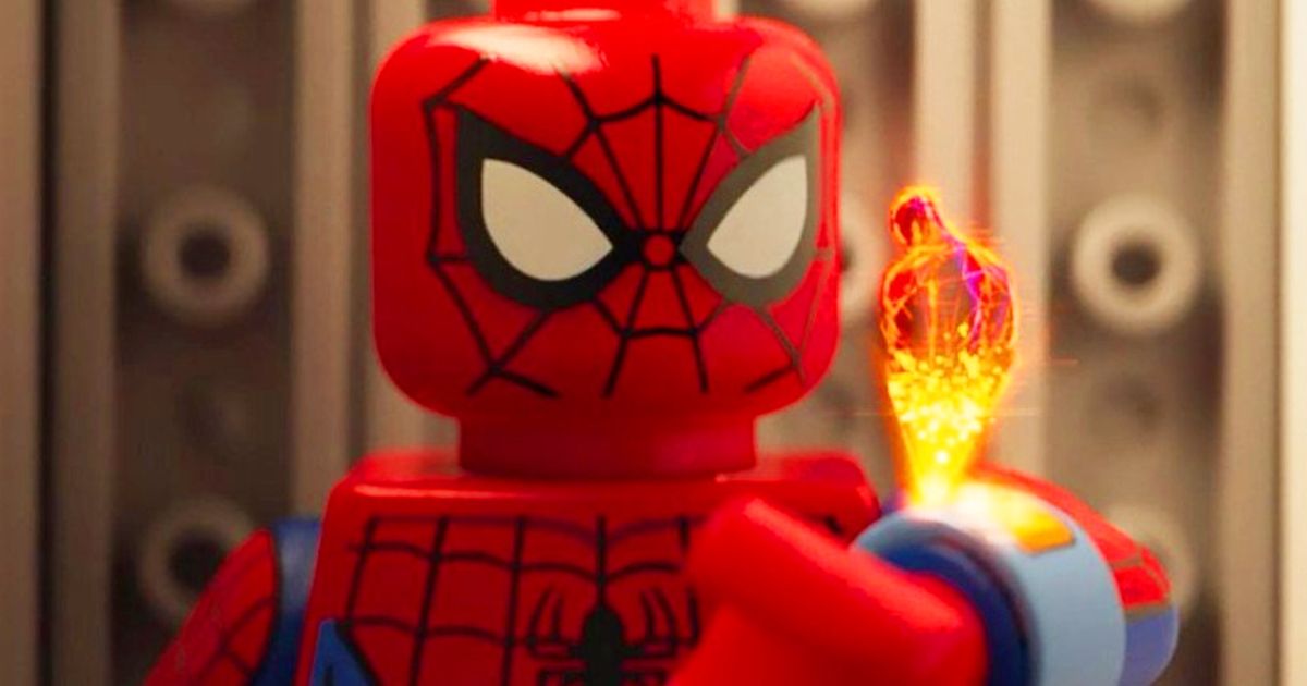 LEGO Spider-Man talking to a hologram Miguel O’Hara in Across