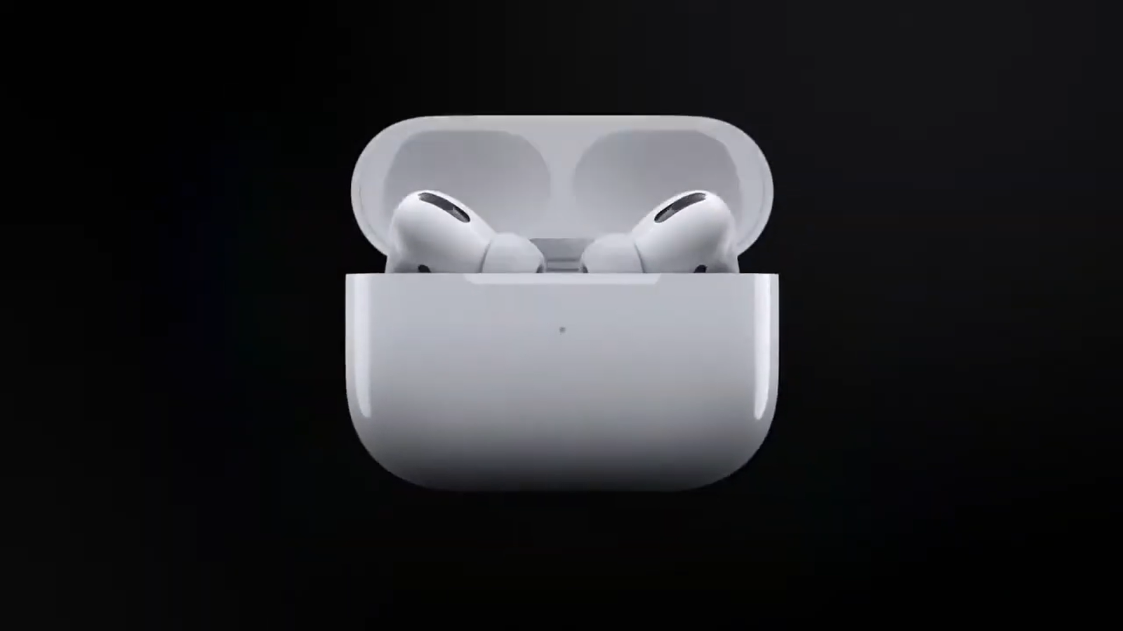 White Apple AirPods Pro in their case.