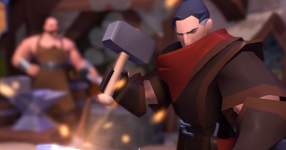 Blacksmith using a hammer in Albion Online gameplay