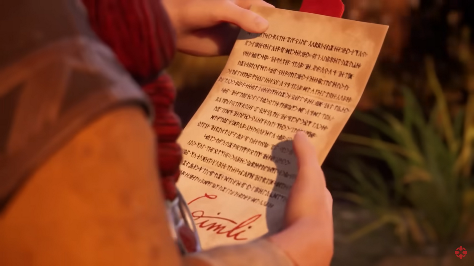 A dwarf reading a letter from Gimli in Return to Moria.