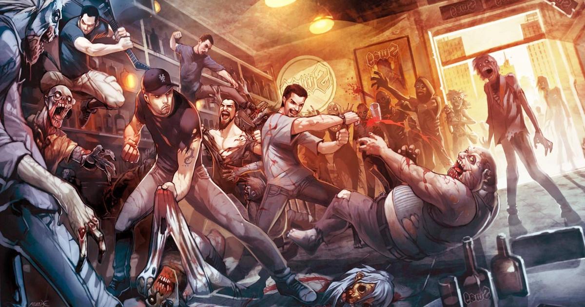 how to hotwire a car - picture of a group of characters beating up zombies