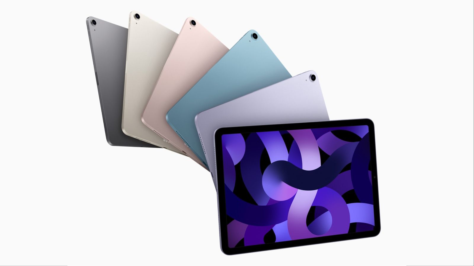 A carousel of iPad devices featuring different colours and styles 