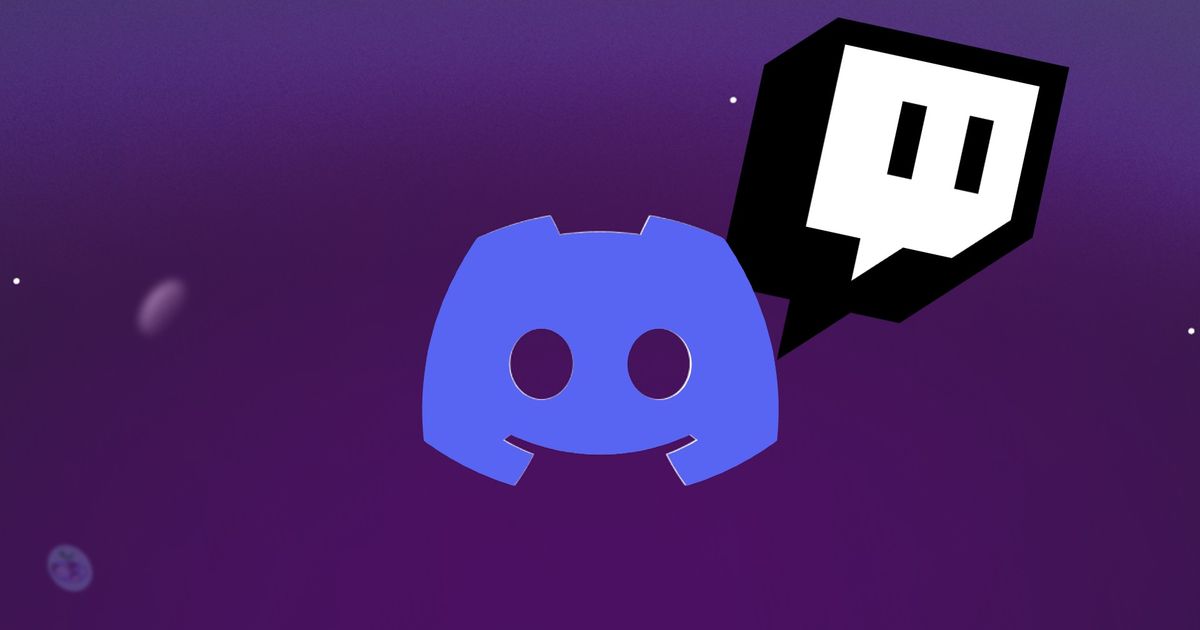 Discord logo in front of a black and white Twitch logo